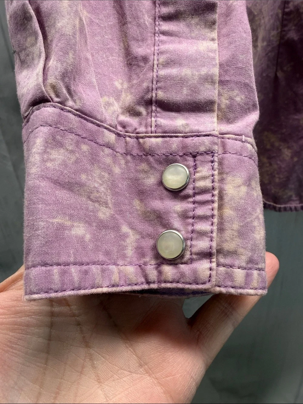 Wrangler Lavender Purple Acid Wash Western Snap Front Long Sleeve Shirt XL - Picture 5 of 9